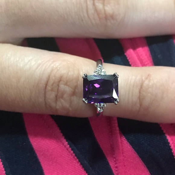 New Fine Purple Ring 925 Sterling Silver Ring - Picture 3 of 3